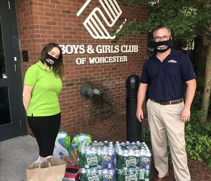 SERVPRO TEAM dropping of items to the Worcester Boys & Girls Club
