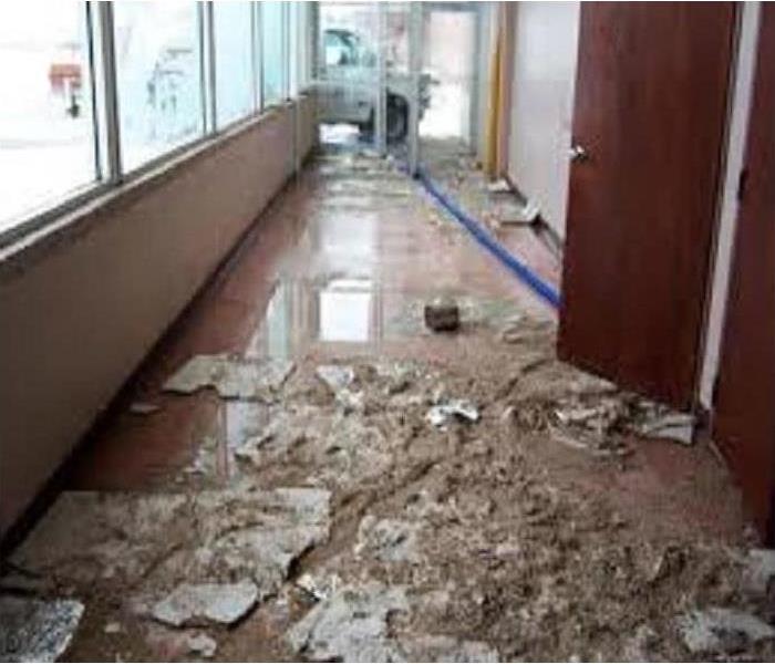 water damaged hallway